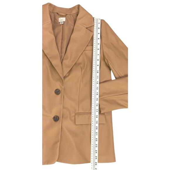 A New Day Womens  Faux Leather Relaxed Fit Blazer Small Jacket Caramel Tan Color - Picture 7 of 15
